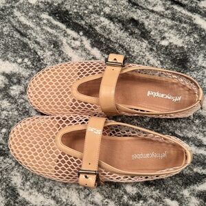 Jeffrey Campbell Cream Tan Flats with Woven Detail